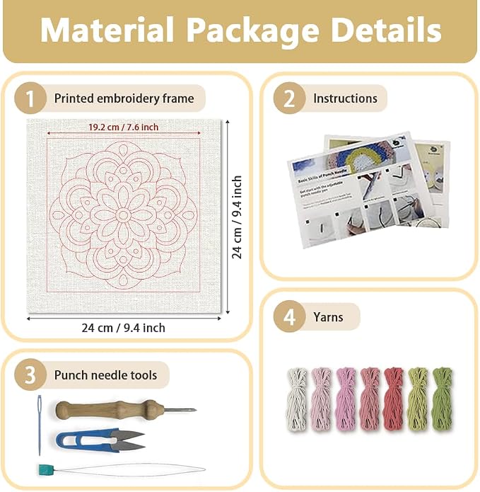Doodlream Mandala Flower DIY Punch Needle Embroidery Kit - Image 2