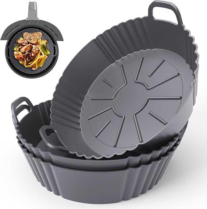 Round Silicone Air Fryer Liners 3Pack, Ninja AF101 & AF161 Silicone Liners by PIINTAUR