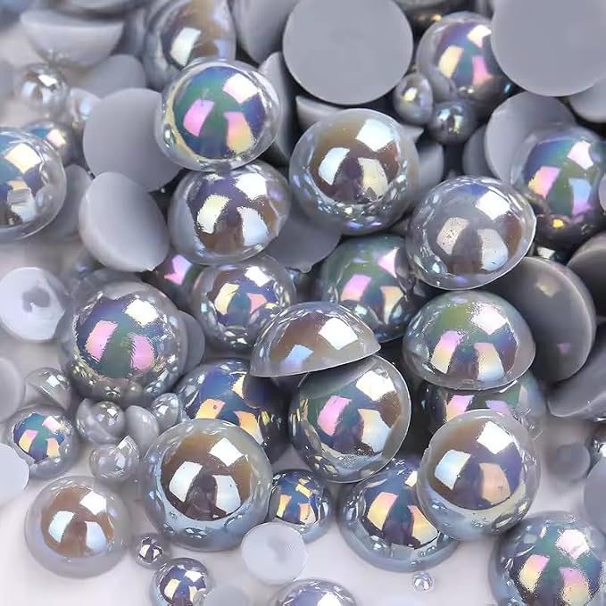 1000PCS Mixed Sizes 3/4/5/6/8/10mm Flatback Half Round Pearls Gems by Unknown