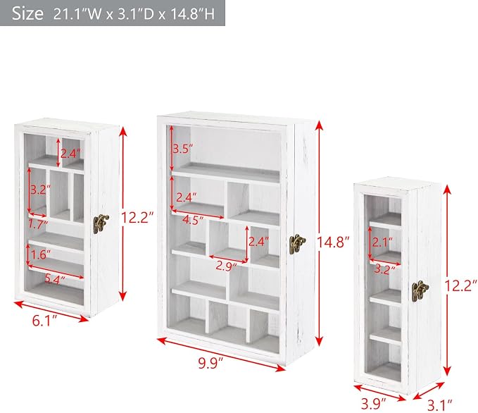 Ikee Design 3 Pcs Set Wall-Mounted Wooden Shadow Cubby Box Display Shelf - Image 2