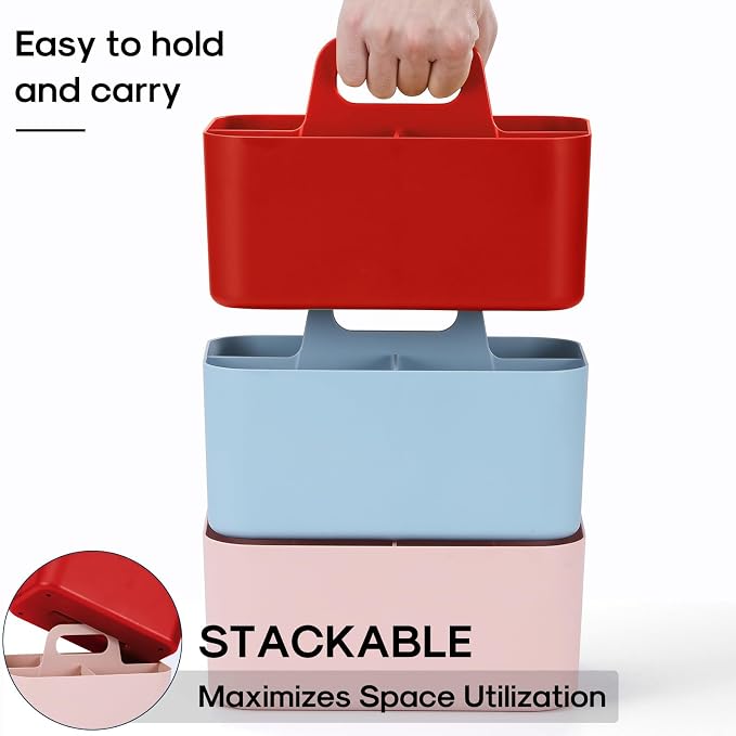 Multiuse Caddy Organizer with Handle, Portable Divided Plastic Tote Bin - Image 7