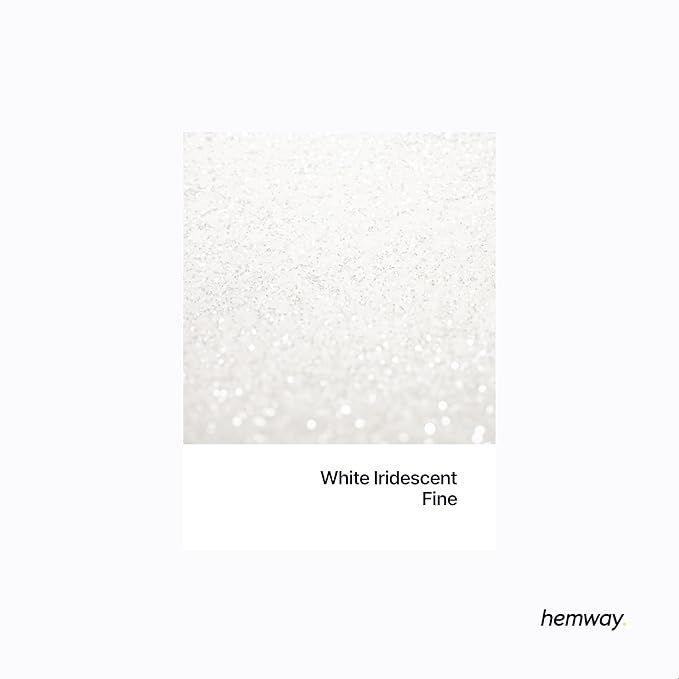 Hemway Polyurethane & Epoxy Resin Glitter 100g / 3.5oz Metallic Crystal Flake Additive for Flooring Jewelry Tumblers Glass Pigment - Fine (1/64" 0.015" 0.4mm) - White Iridescent