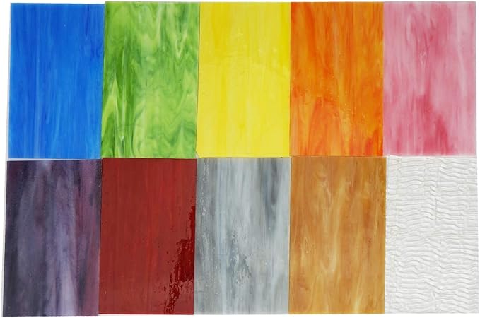 Lanyani（10 Sheets）Variety Stained Glass Sheets 4 x 6 inch Opal Art Glass Pack - Image 3