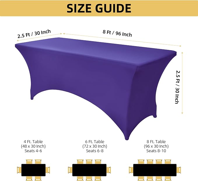 2-Pack 8ft Spandex Table Covers - Image 4