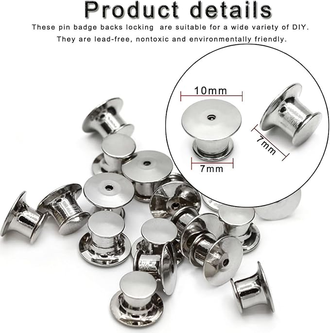 30 Pieces Pin Backs Locking, Metal Pin Backings Pin Keepers Clasp for Brooches, Silver