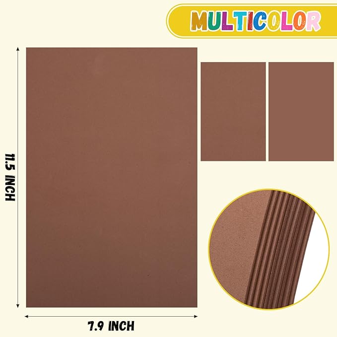 10 Pack Foam Sheets Craft 8 x 12 inch, Eva Color Foam Paper for Art Crafts Projects, Classrooms Scrapbook Gift DIY Cutters Card Party Decoration (Brown)