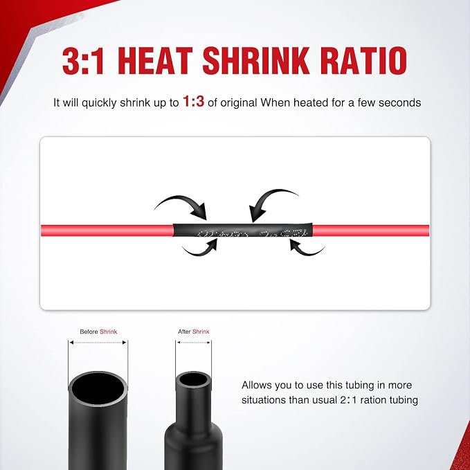 Nilight 650pcs Heat Shrink Tubing Kit-3:1 Ratio Electrical Wire Cable Sleeve - Image 4