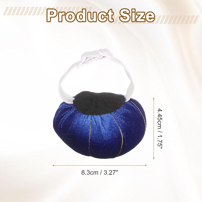 HARFINGTON Wrist Pin Cushion Wristband Sewing Pincushion Polyester Pin Holder Wearable Pumpkin Shaped Needles Wristband for Sewing Quilting Needlework DIY Crafts, Blue