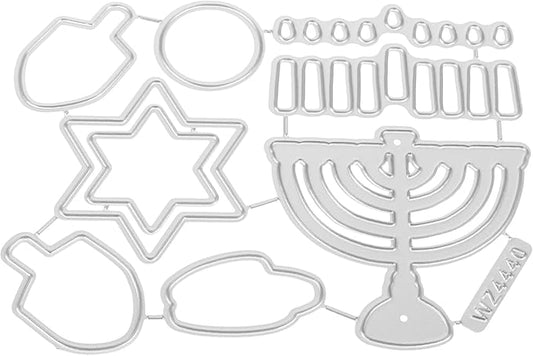 Hanukkah Metal Cutting Dies - Menorah Metal Cut Stencil for DIY Scrapbooking, Holiday Crafting, Decorative Album, and Card Making