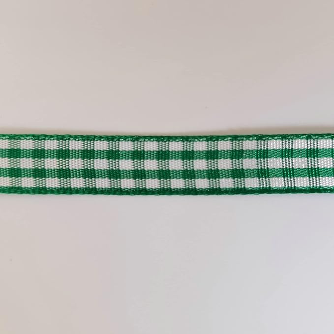 Green Gingham Plaid Checked Christmas Ribbon 25 Yard Each Roll 100% Polyester (3/8", Green)