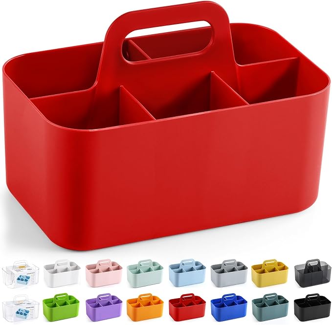 Multiuse Caddy Organizer with Handle, Portable Divided Plastic Tote Bin - Image 9