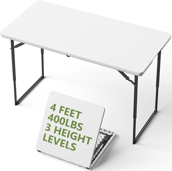 Folding Table, 4 FT Foldable Plastic Table by FoldingFurniture