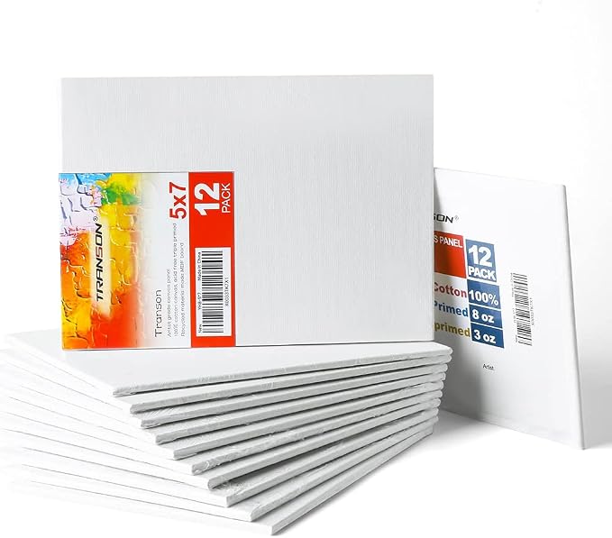 Transon 12 Pack 5x7 Inch Acrylic Painting Canvas, by Transon