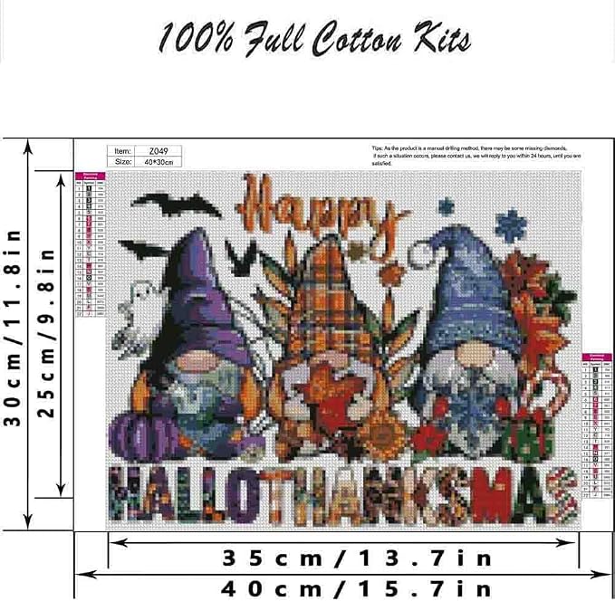 Halloween Cross Stitch Kits for Adults Beginner, Gnome Counted Cross Stitch - Image 2
