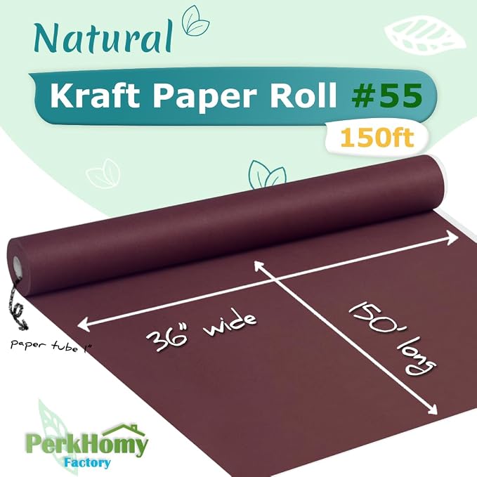 PerkHomy Wine Red Kraft Paper Roll 36" x 1 - Image 2