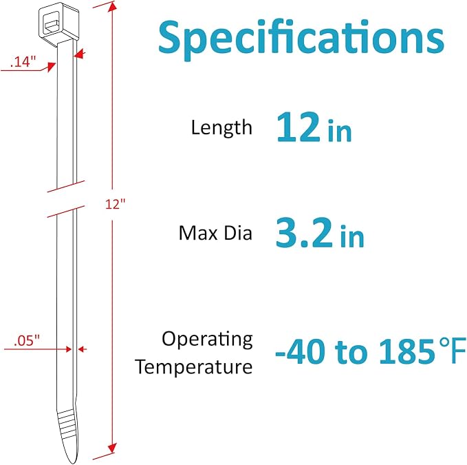Zip Ties 12 inch with 45 lb Tensile Strength, 1000 Pack - Image 3