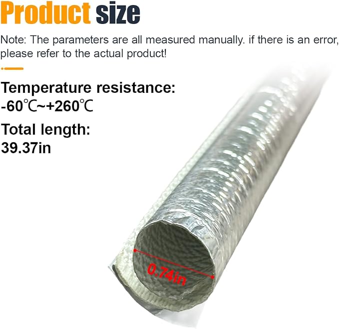 19mm - 3/4" Self Closed Aluminized Heat Shield Sleeve - 39" High Temp Heat - Image 2