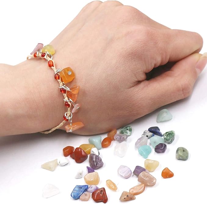 1600Pcs Natural Chip Stone Beads 5-8mm Crystal Bracelet Jewelry Making Kit | - Image 4