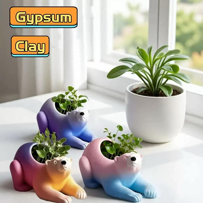 Animal Resin Molds Silicone 3D Cute Polar Bear Epoxy Resin Plaster Candle Holder Wax Molds for Candle Making, Art Crafts DIY Unique Display Home Decor