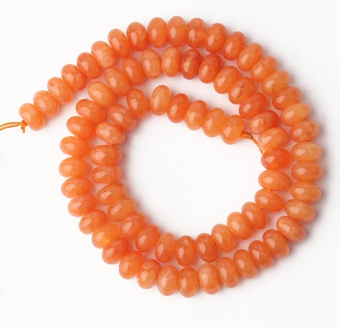 Songxi 5x8mm Natural Orange Colored Jade Stone Rondelle Beads, Gemstone - Image 3