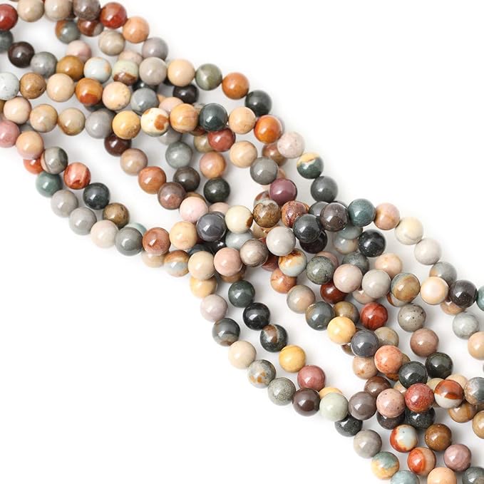 45PCS 8mm Natural USA Picture Stone Gemstone Round Loose Beads - Image 4
