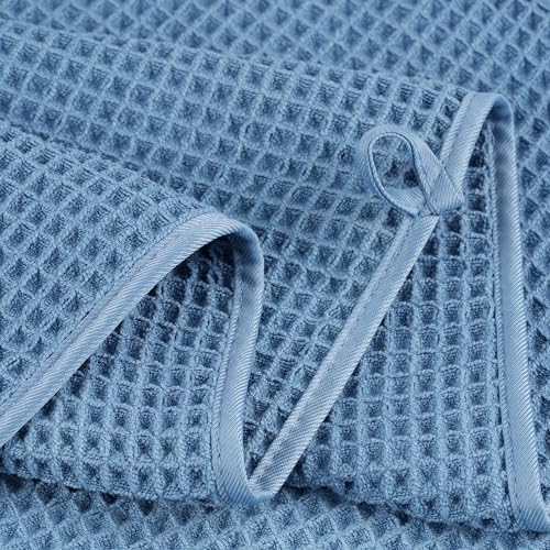 POLYTE 430 GSM Poly Blend Microfiber Quick Dry Waffle Bath Towel Set of 6 - Image 4