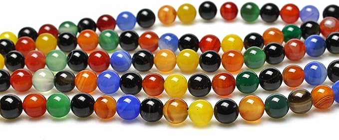 MJDCB Natural Stone Beads Colorful Agate Round Loose Beads - Image 5