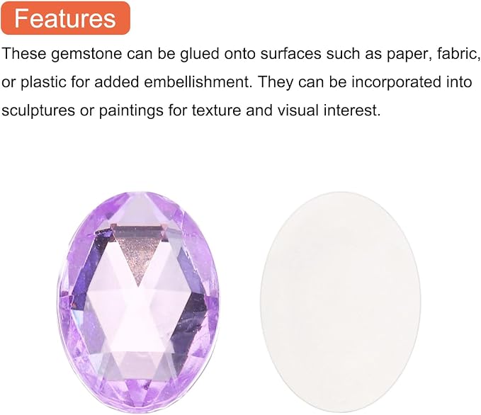 MECCANIXITY 10Pcs Acrylic Oval Gems 30x40 mm Flat Back Artificial Rhinestones - Image 4
