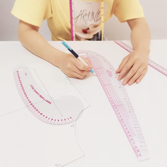 HLZC French Curve Ruler for Pattern Making, 15 Pieces Clear Sewing Ruler Set - Image 4