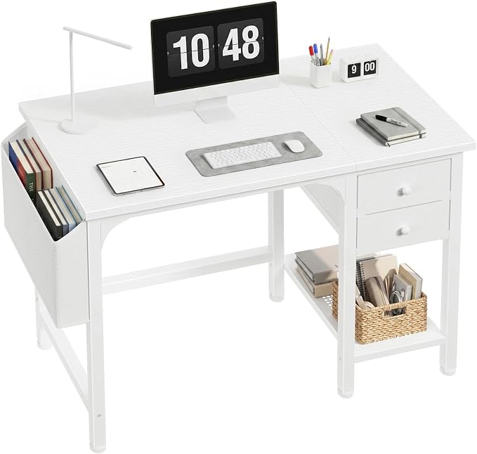 Lufeiya White Small Desk with Drawers by LUFEIYA