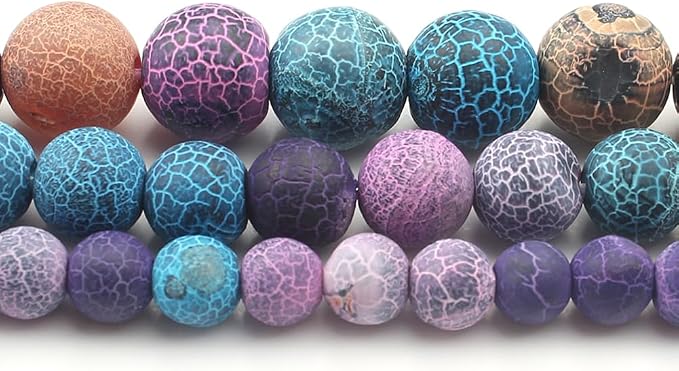 60pcs Natural Matte Colorful Oxidized Gemstone Beads，6mm Frosted Round Loose - Image 5