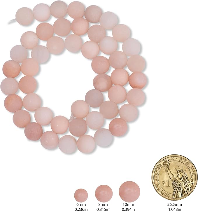 60pcs Natural Matte Light Pink Aventurine Gemstone Beads，6mm Frosted Round - Image 2