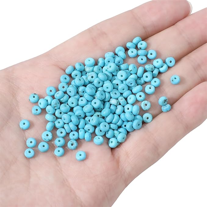 Natural Blue Turquoise Disk Stone Beads 4x2mm 160pcs Rondelle Loose Semi Gemstone Beads for Jewelry Making Design