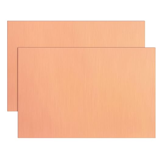 2PCS Copper Sheet, 8” x 12”, 24 Gauge(0.02inch Thick), Double-Sided Attached Film Copper Plates for Jewelry, Handmade Pure Copper Artworks, Repairs, Enameling, Electrical, No Scratches