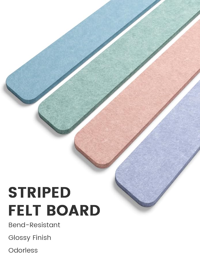 Fluxynara Cork Board Alternative Felt Strip Board 8-Pack 13"x2", Office Pin - Image 3