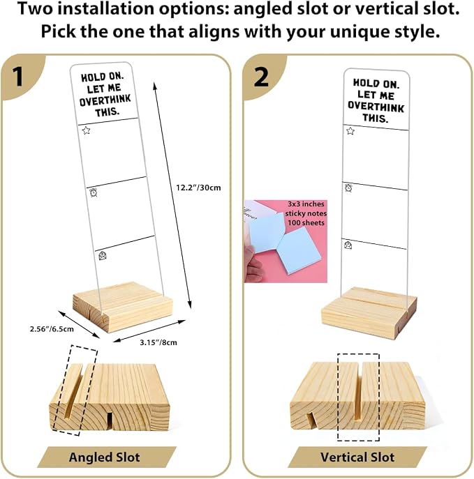 Monitor Memo Board with Removable Wooden Base Acrylic Portable Sticky Note - Image 2