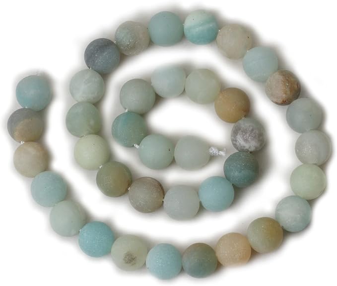 35PCS 10mm Natural Colorful Frosted Amazonite Gemstone Round Loose Beads Stone - Image 2