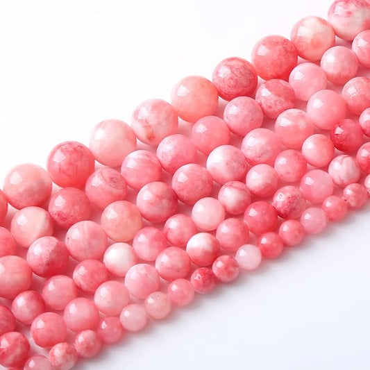 60pcs 6mm Natural Pink White Persian Jade Gemstone Beads Round Loose Spacer Beads for Jewelry Making DIY Bracelets Necklaces 15" (Pink Persian Jade, 6mm)