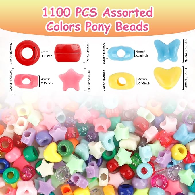 1100 Pcs Mixed Colors Shape Barrel Plastic Loose Beads - Image 2