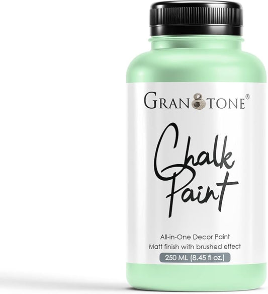 GRANOTONE Chalk Paint for Furniture | Matt-Finish Water-Based Acrylic Paint for Wood, Walls, Metal, Glass, Paper, Fabric Canvas | Maximum Coverage Chalk Paint for Kids & Adults, 120 Ml (MINT)