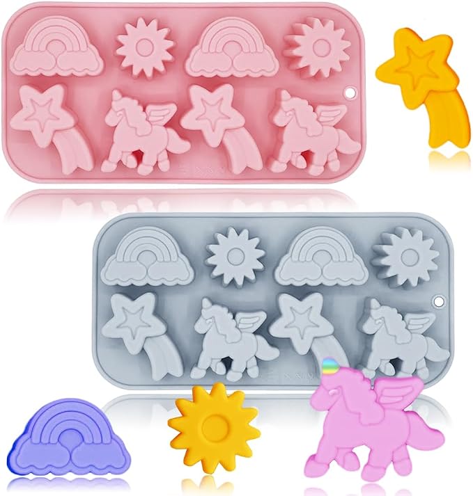 2 Pack Unicorn Molds Silicone 8 Cavity 3D Flying Unicorn Themed Baking Mould by BENEKIY