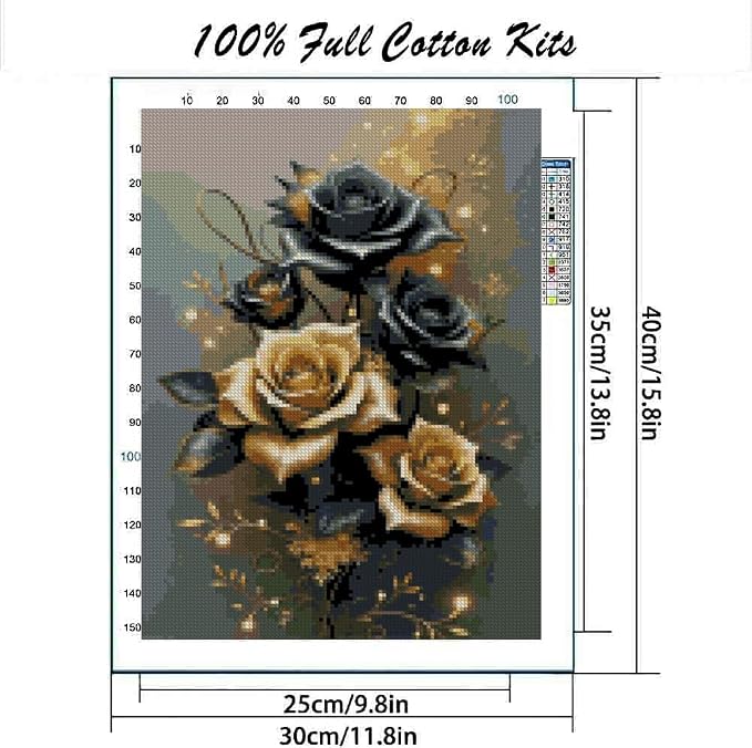 MYBISYMQQ Stamping Cross Stitch Kit Flowers, Counting Cross Stitch Kit - Image 2