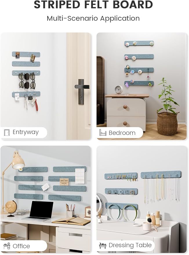 Fluxynara Cork Board Alternative Felt Strip Board 8-Pack 13"x2", Office Pin - Image 6