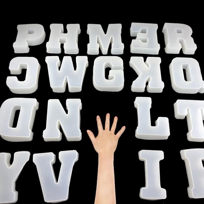 6 inch 26 Pack English Alphabet Silicone Letter Mold by ESEDAGESiliconeMold