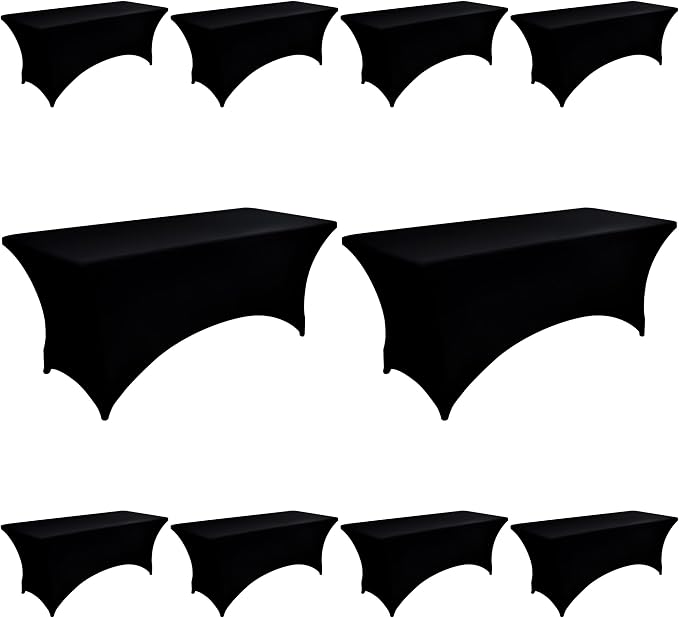 10-Pack 8ft Black Spandex Table Covers by Unknown