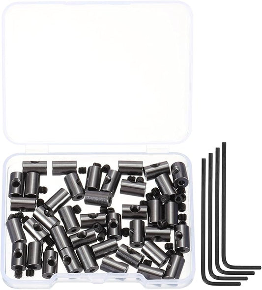 MECCANIXITY 40 Pcs Metal Locking Pin Backs, Locking Pin Keepers Clasp 9mm(H) with 4 Wrench Replacement in Storage Case for Badge, Brooch, Black Tone