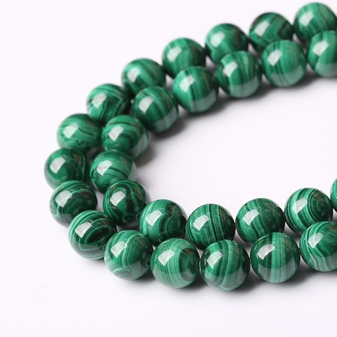 31pcs 6mm Natural Green Malachite Beads AAA Gemstone Round Loose Beads for Jewelry Making DIY Bracelets Necklaces Crystal Energy Healing Stone Beads 7.5" (Natural Malachite, 6mm)