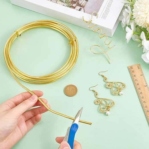 BENECREAT 9.84 Feet Bare Solid Brass Wire, 6 Gauge Round Soft Brass Wire Pure Brass Wire for Jewelry Making Craft Gem Wrapping