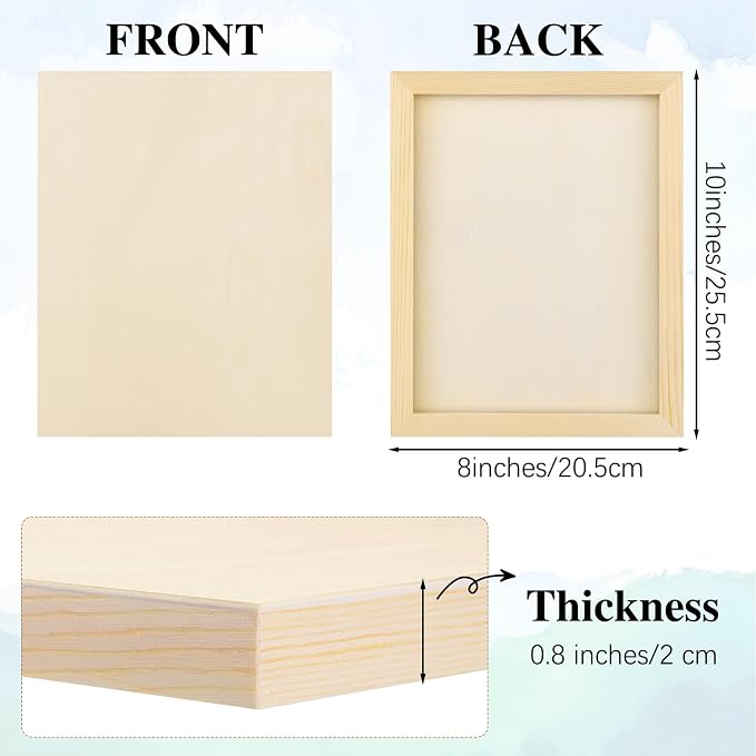 Aodaer 2 Pack Wood Panels 8 x 10 Inch Wooden Panels Canvas Unfinished Craft - Image 2