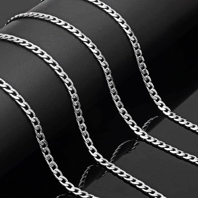 Jishi 16ft Cuban Link Chain Roll 6mm Silver Stainless Steel Necklace Chains - Image 4
